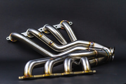 Z33/Z34/G35/G37  BMW E39 LS Swap Headers Stainless Steel Long Tube 1 7/8" Primaries with 3" Merge Collector and Complete V-band Clamp Assembly - image 3