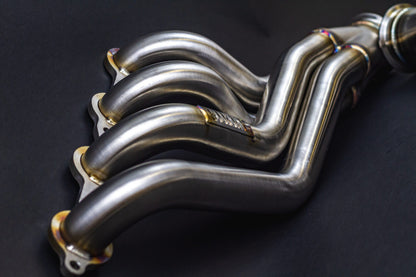 Z33/Z34/G35/G37  BMW E39 LS Swap Headers Stainless Steel Long Tube 1 7/8" Primaries with 3" Merge Collector and Complete V-band Clamp Assembly - image 2