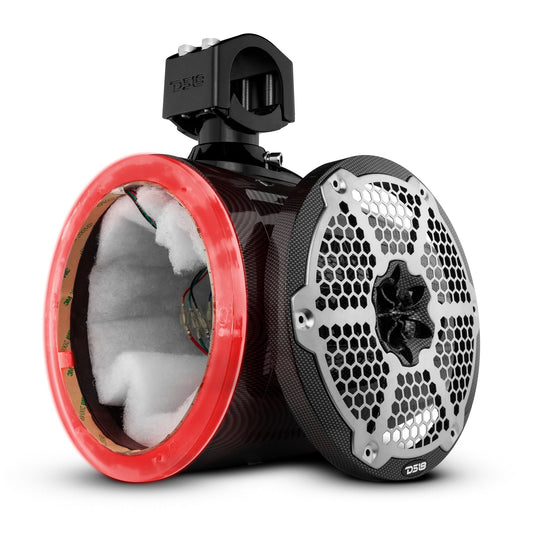 DS18 CF-X8TP.NS NXL 8" Marine and Powersports Empty Tower LED RGB Lights -Black Carbon Fiber