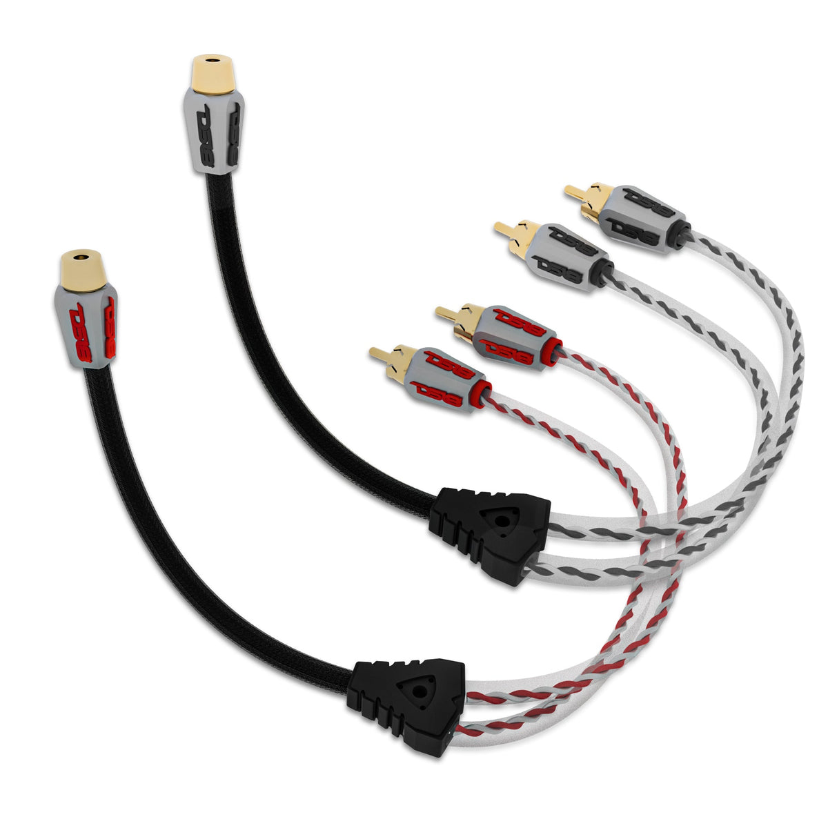 DS18 HQRCA-1F2MKIT Level 3 RCA 100% Copper OFC Y Connector 1 FEMALE to 2 MALE -  BLACK / RED Kit
