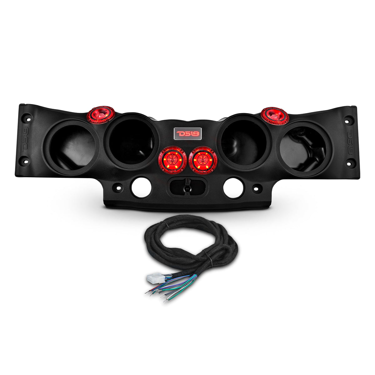 DS18 JK-SBAR/BK.HT Jeep JK/JKU Overhead Sound Bar System Fits 4 X 8" Speakers (Not included) 4 X Tweeters PRO-TW4L and 2 X Drivers PRO-DRNSC1.5 and Harness Included- Black