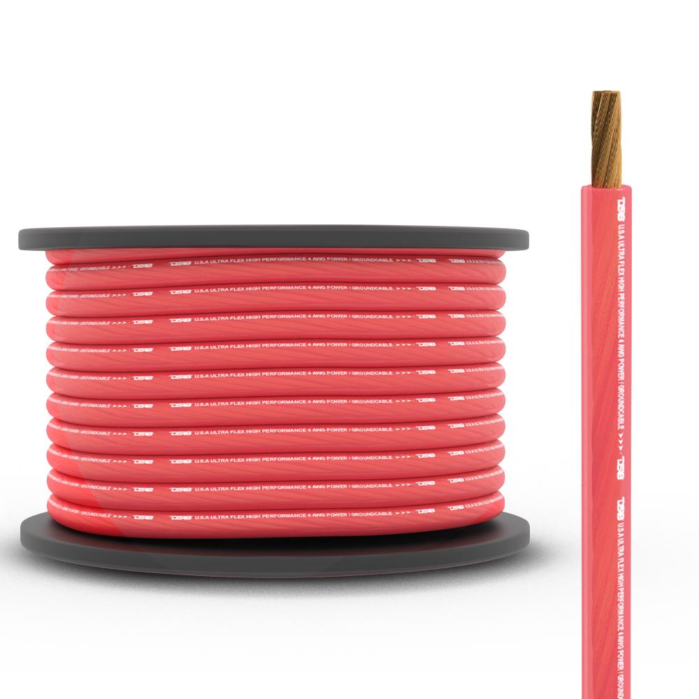 DS18 PW-4GA-100RD 4-GA CCA Ground, Power Cable, 100 Feet - Red