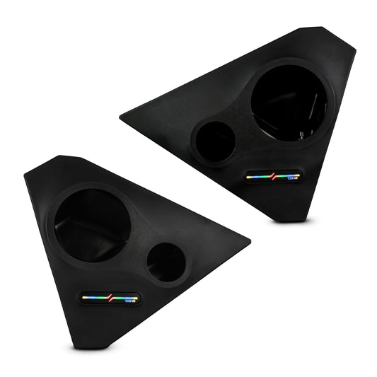 DS18 SLG-FKP6V2 Polaris Slingshot Front Kick Empty Panel Pods With Digital LED Lights fits 2 x 6.5" Speakers and 2 x 3.8" Bullet Tweeters | 2015 - Current